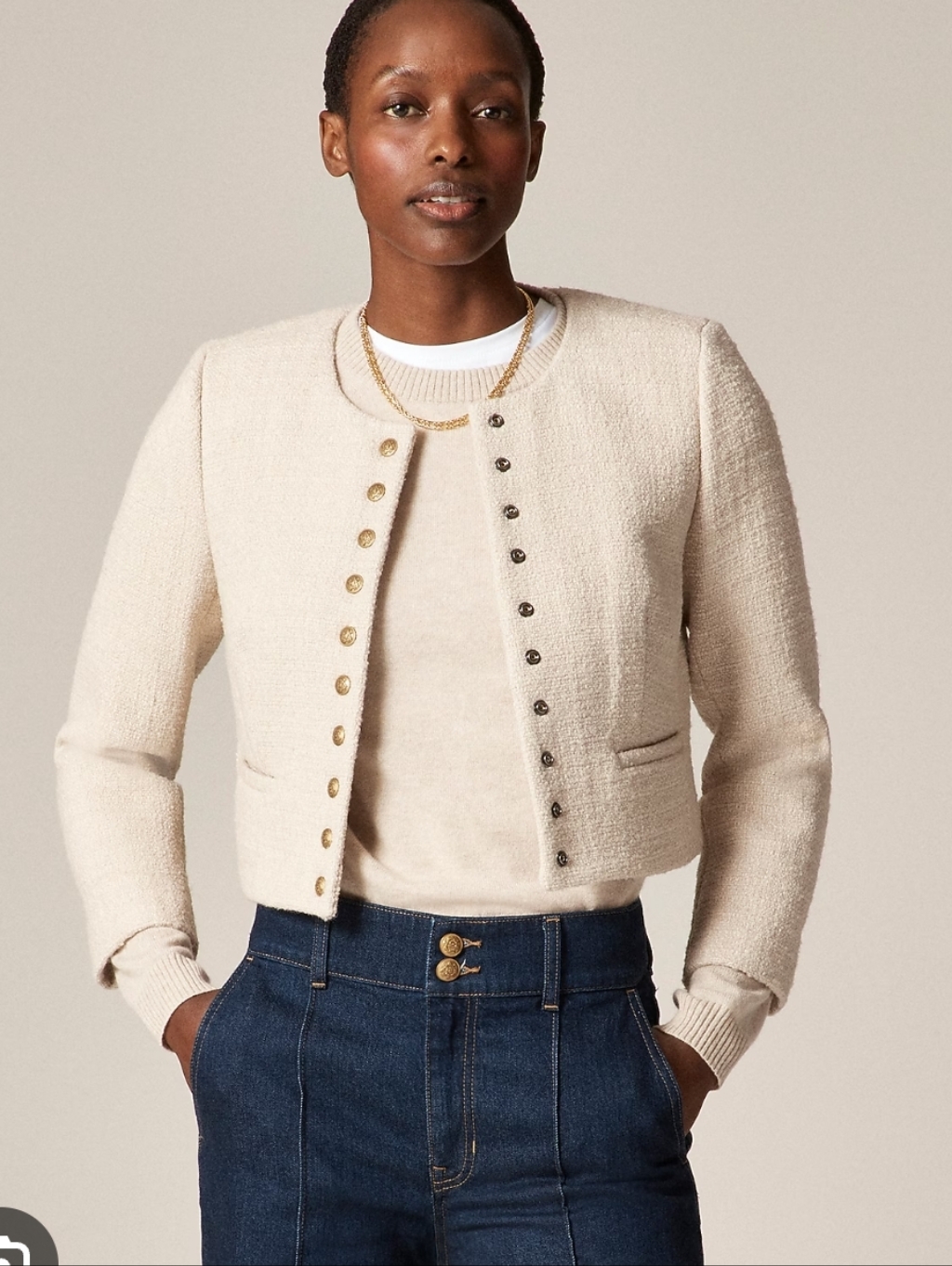 J Crew Bridgette Lady Jacket In Tweed Co255 Size 0 Nwt Cream